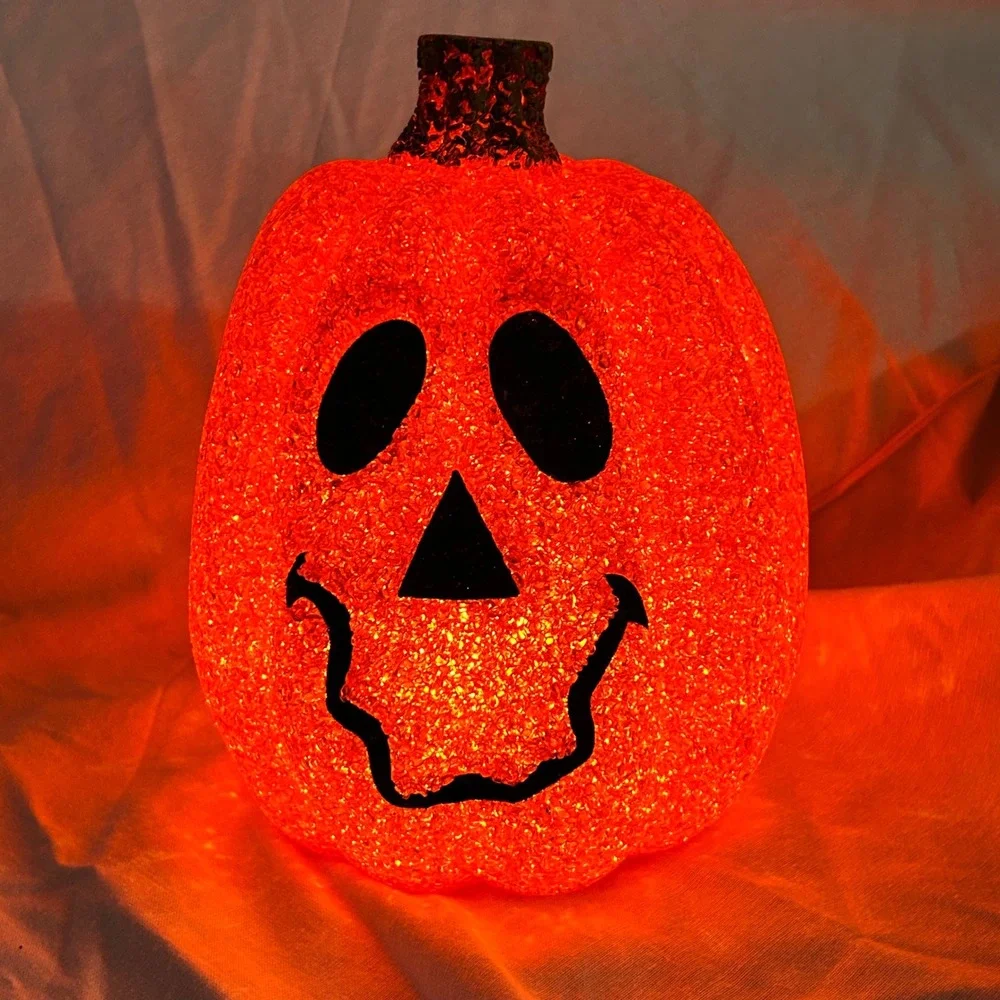 Vintage Kmart Seasons Popcorn Plastic Pumpkin Halloween Light Up Jack O Lantern